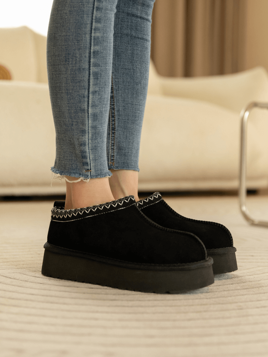 UGG Tazzy Mini Platform Low Ankle Slippers - Black