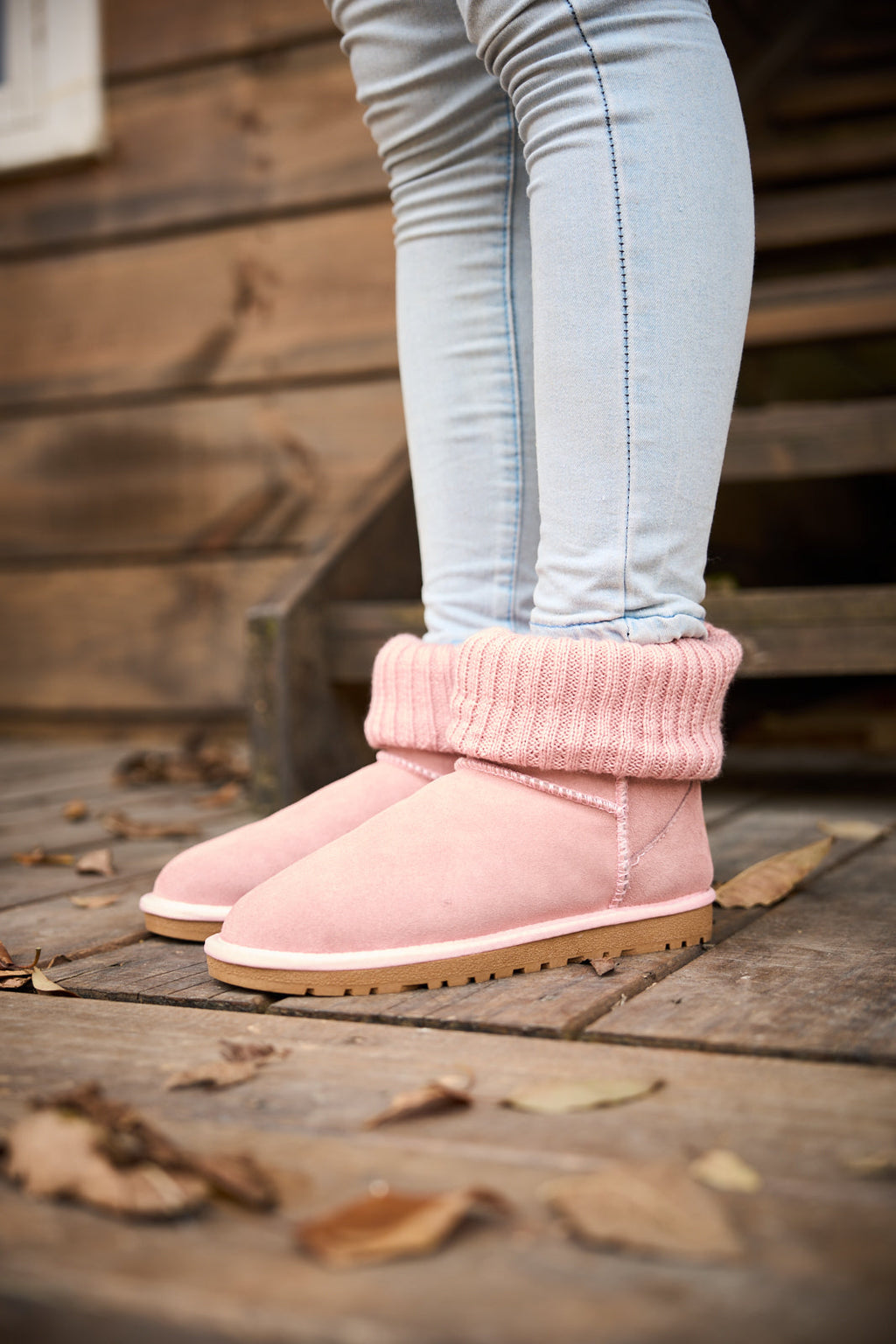 UGG Ankle Knit Stocking Mini Boots - Pink