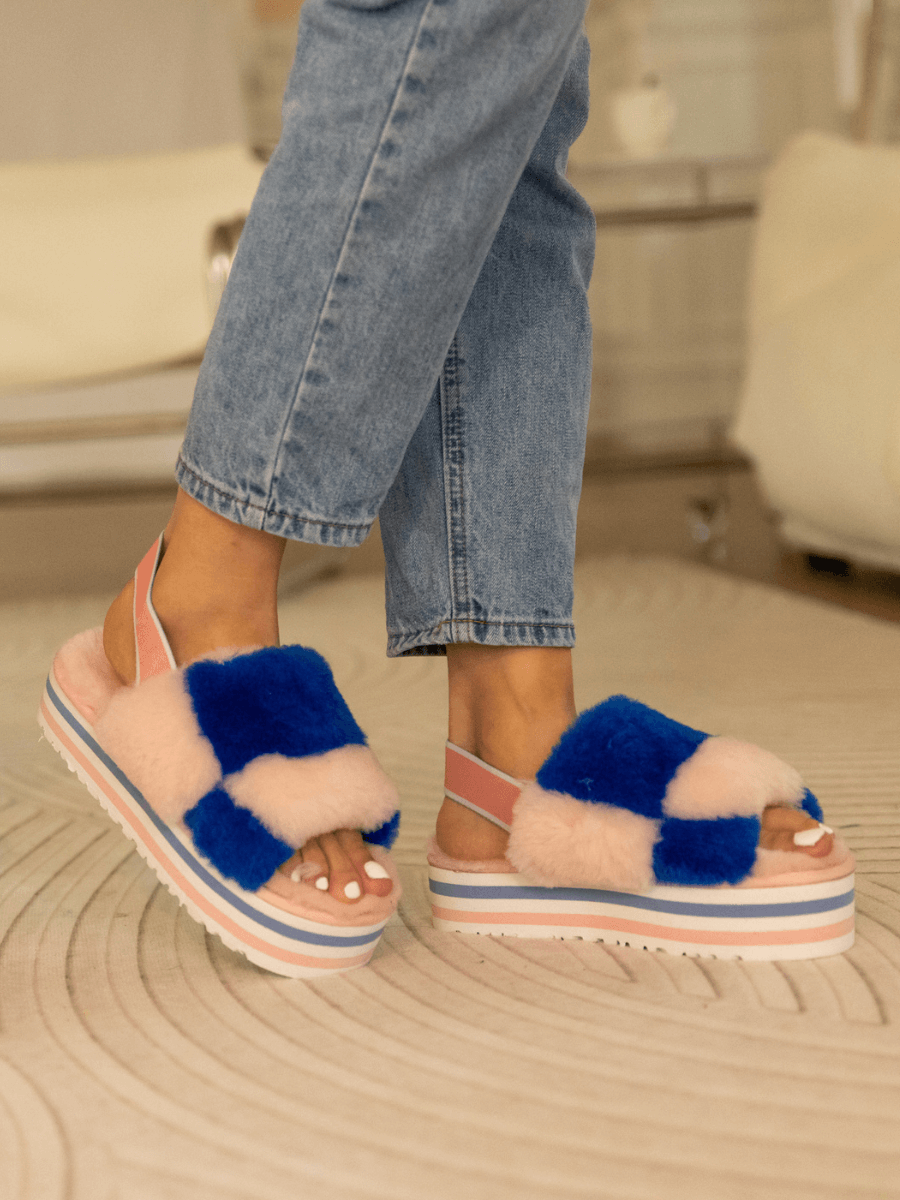 UGG Harmony Contrast Woolen Platform Slipper - Pink