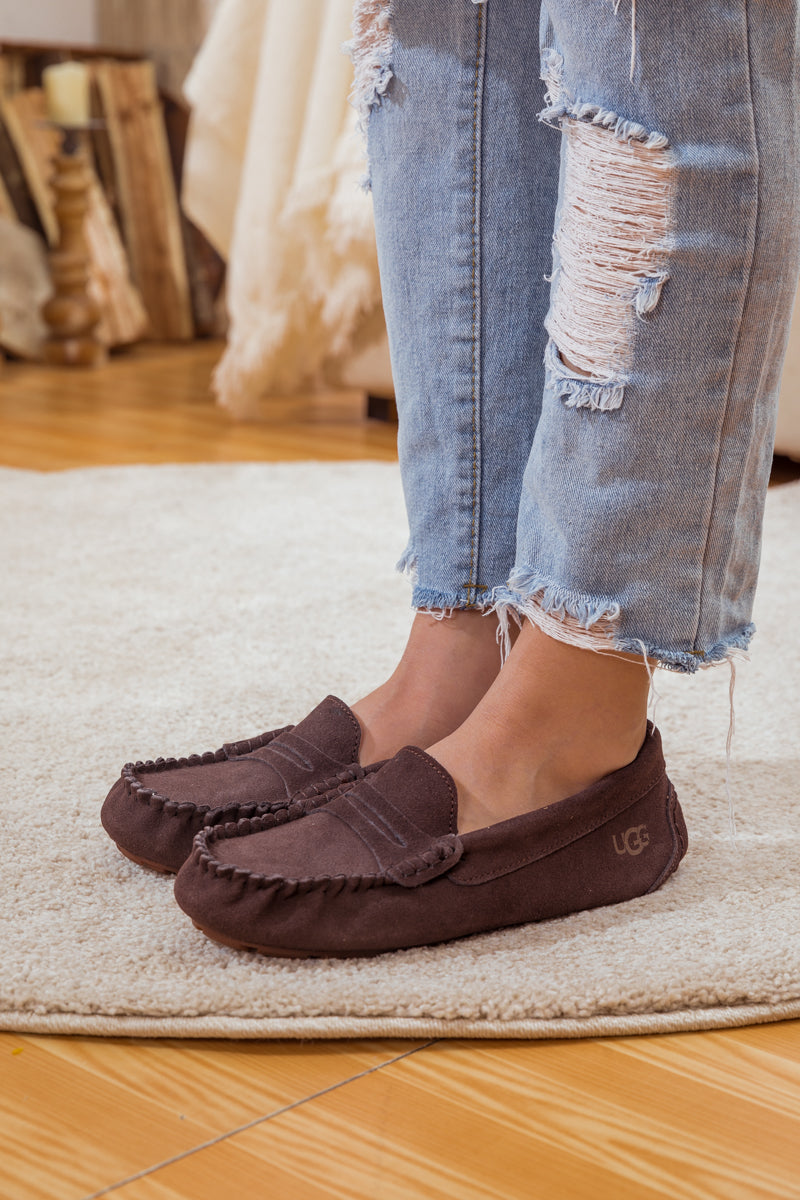 UGG Leather Suede Moccasin Loafer - Brown