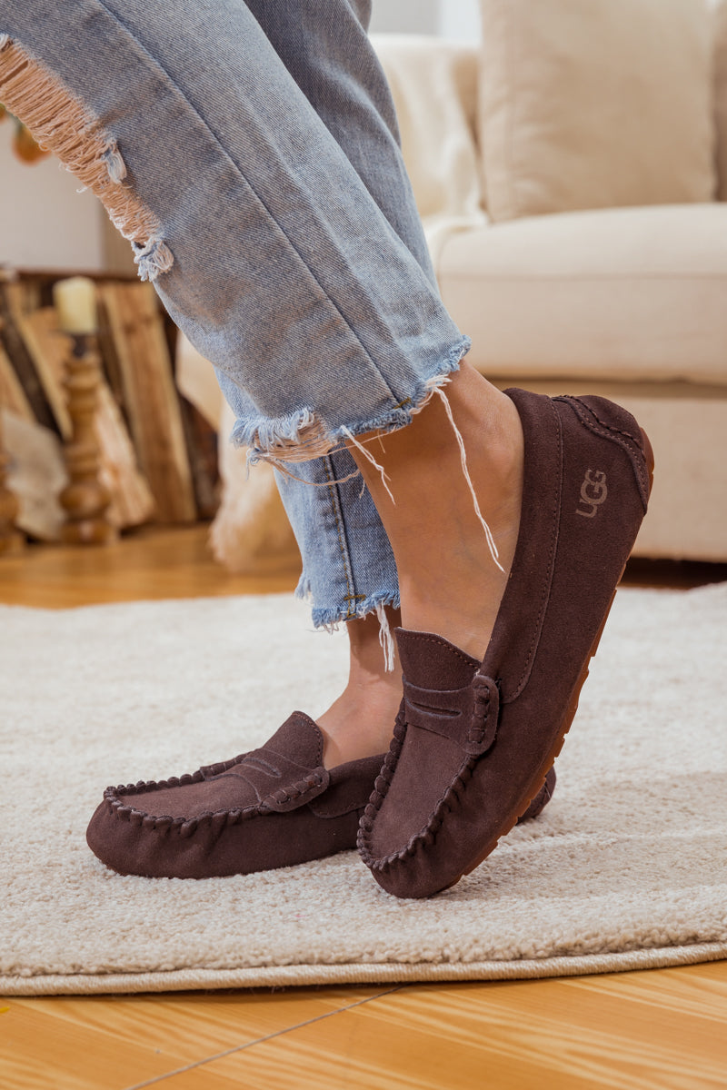 UGG Leather Suede Moccasin Loafer - Brown