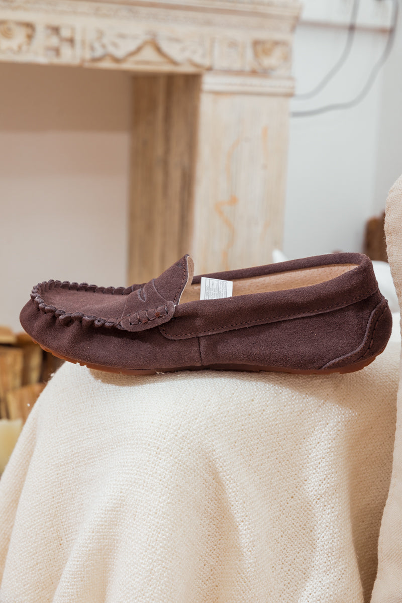 UGG Leather Suede Moccasin Loafer - Brown