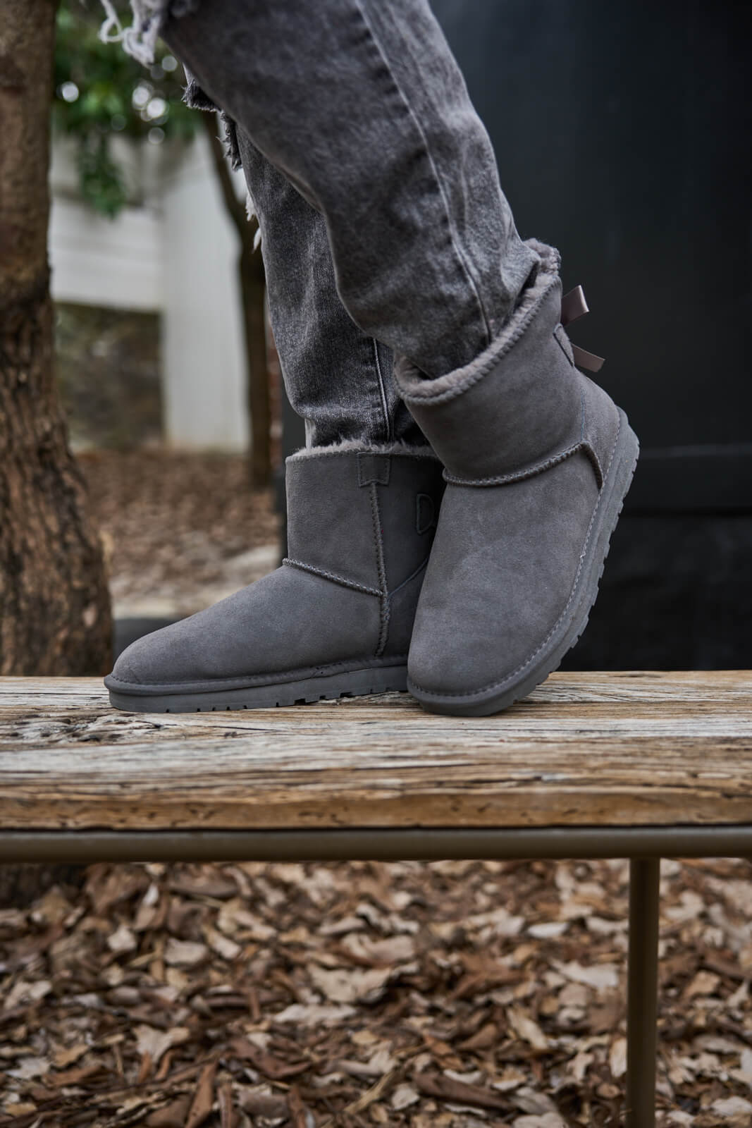 UGG Bailey Bow UGG Mini Boots - Grey