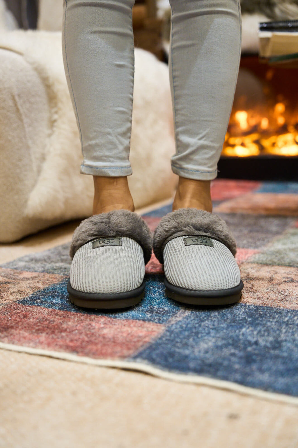 UGG Corduroy Knit Wool Blend Slipper - Grey
