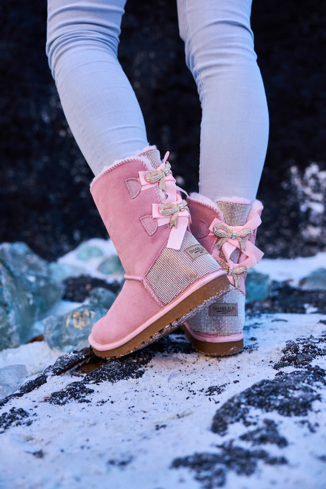 UGG Rhinestone Dual Bailey Bow Glam UGG Boots - Pink