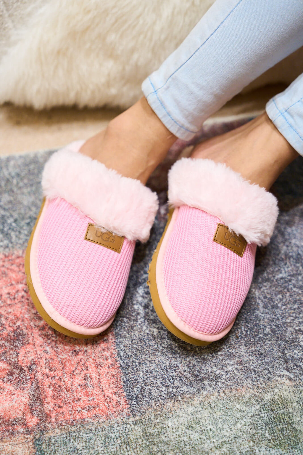 UGG Corduroy Knit Wool Blend Slipper - Pink