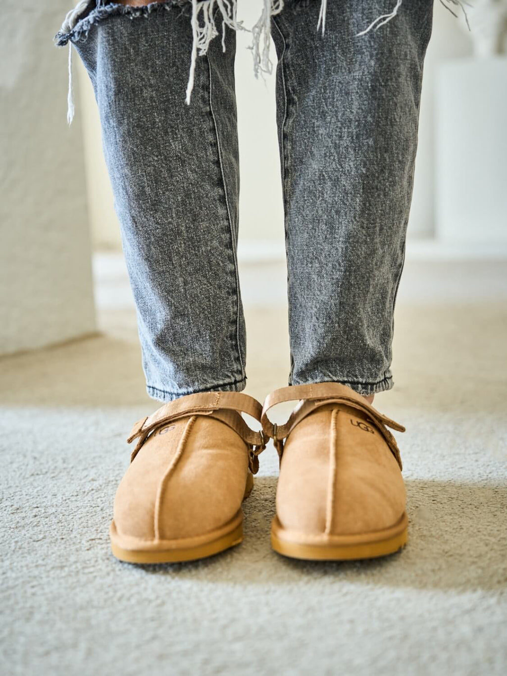 UGG Selena Wool-Lined Slingback Sandals - Chestnut