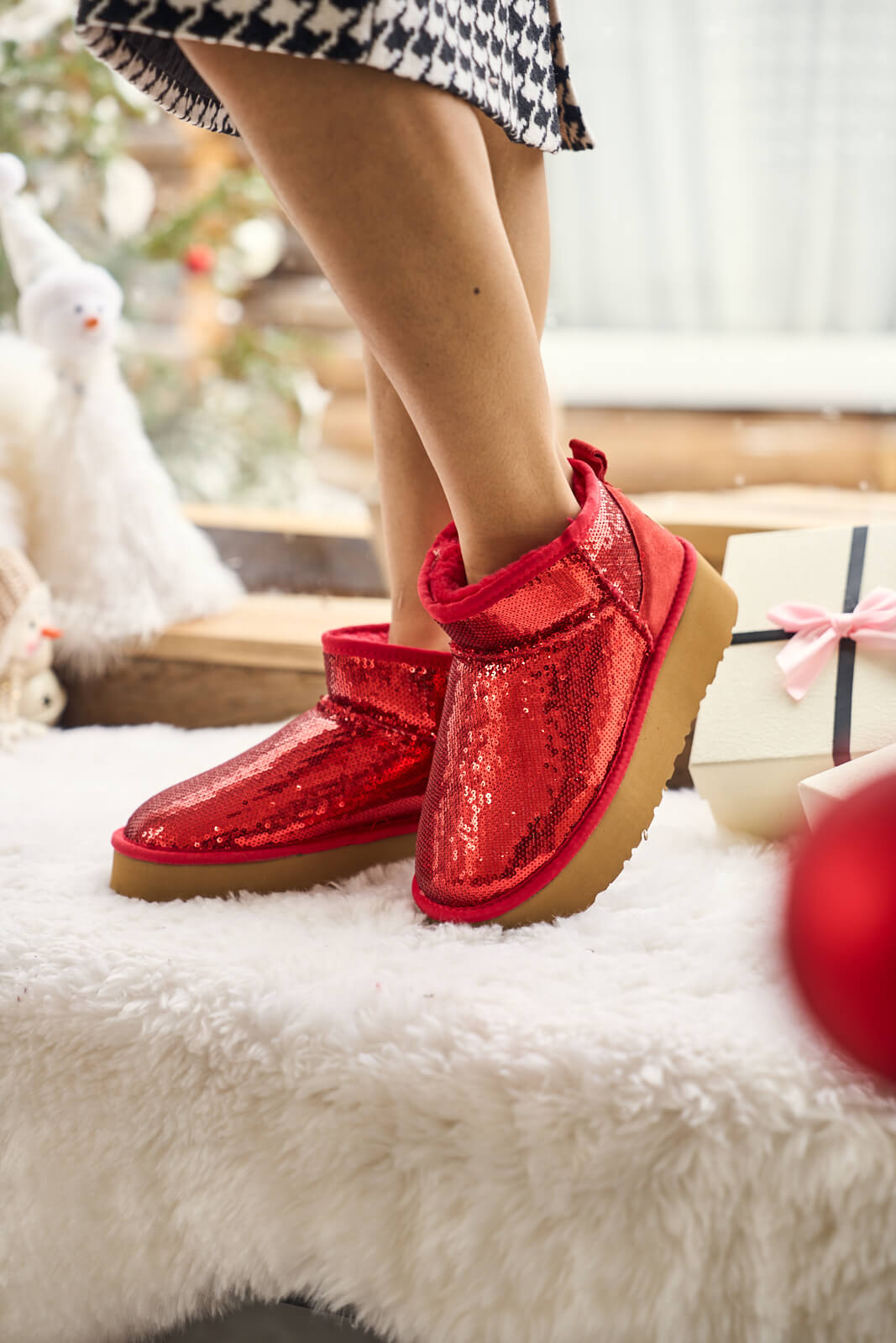 UGG Mini Glitter Low Ankle Platform Boots - Candy