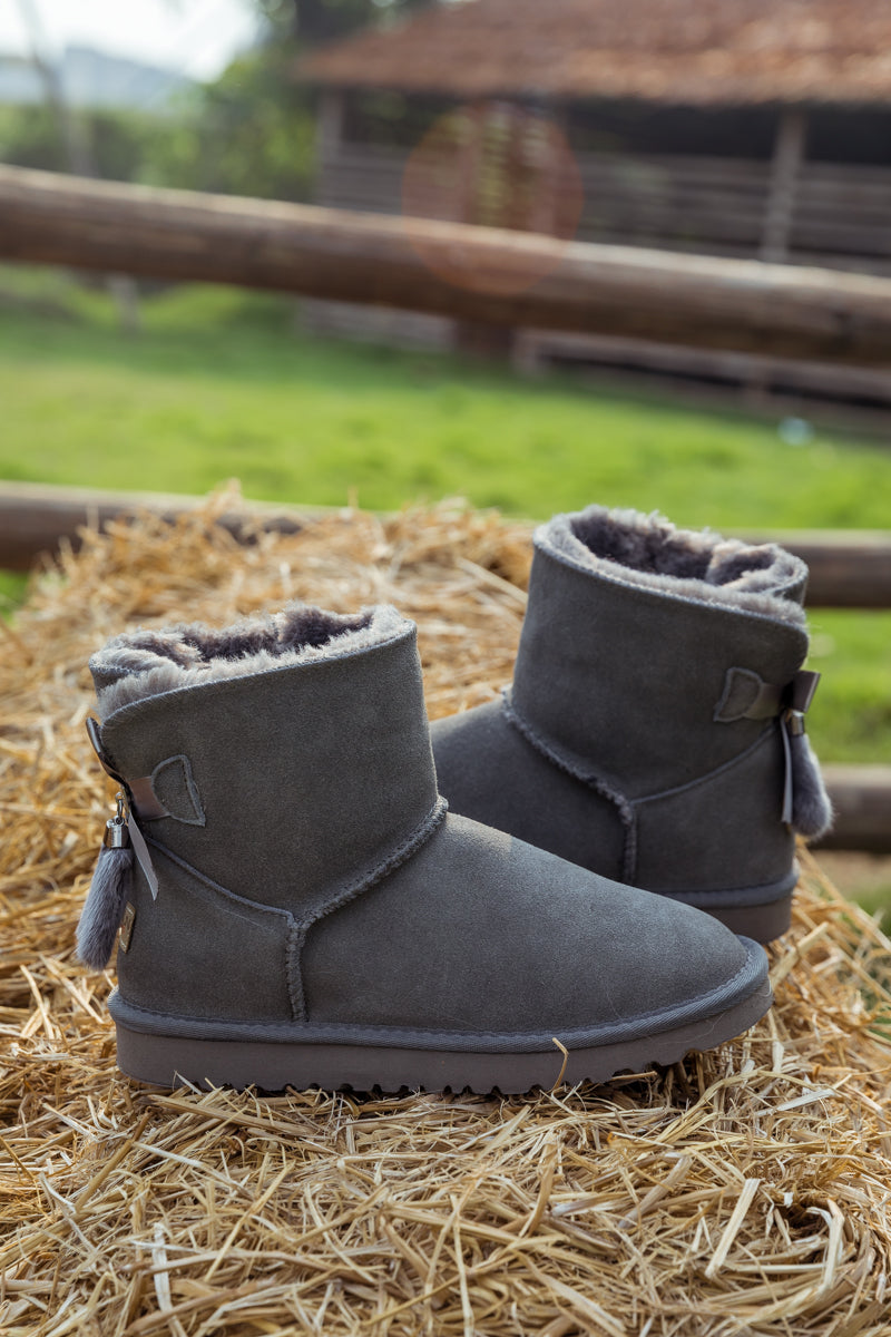 UGG Tail Bow Back Suede Boot - Grey