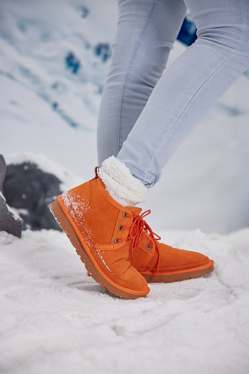 UGG Bellman Wool-Lined Lace-Up Boots - Orange