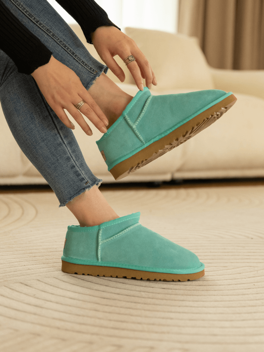 UGG Faux-Fur-Lined Suede Tasman Ankle Boot - Turquoise