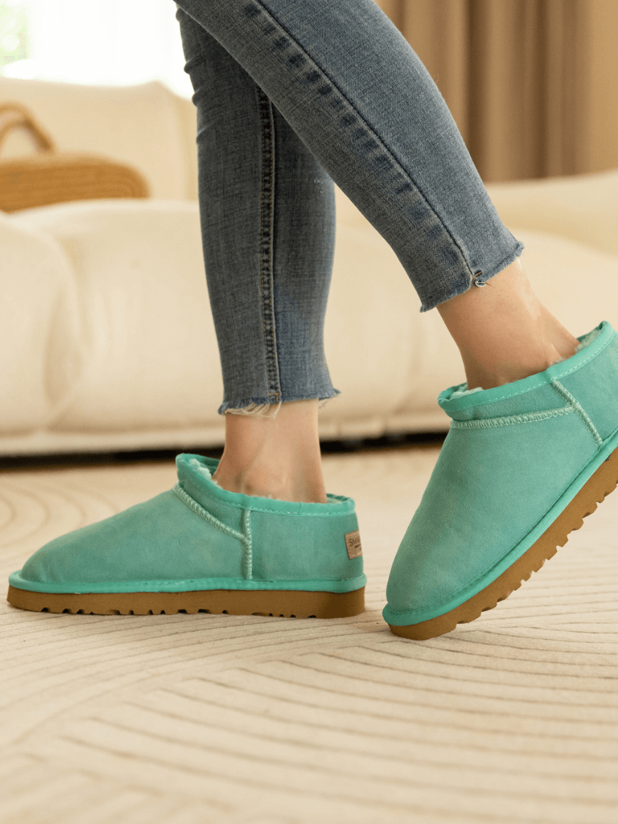 UGG Faux-Fur-Lined Suede Tasman Ankle Boot - Turquoise