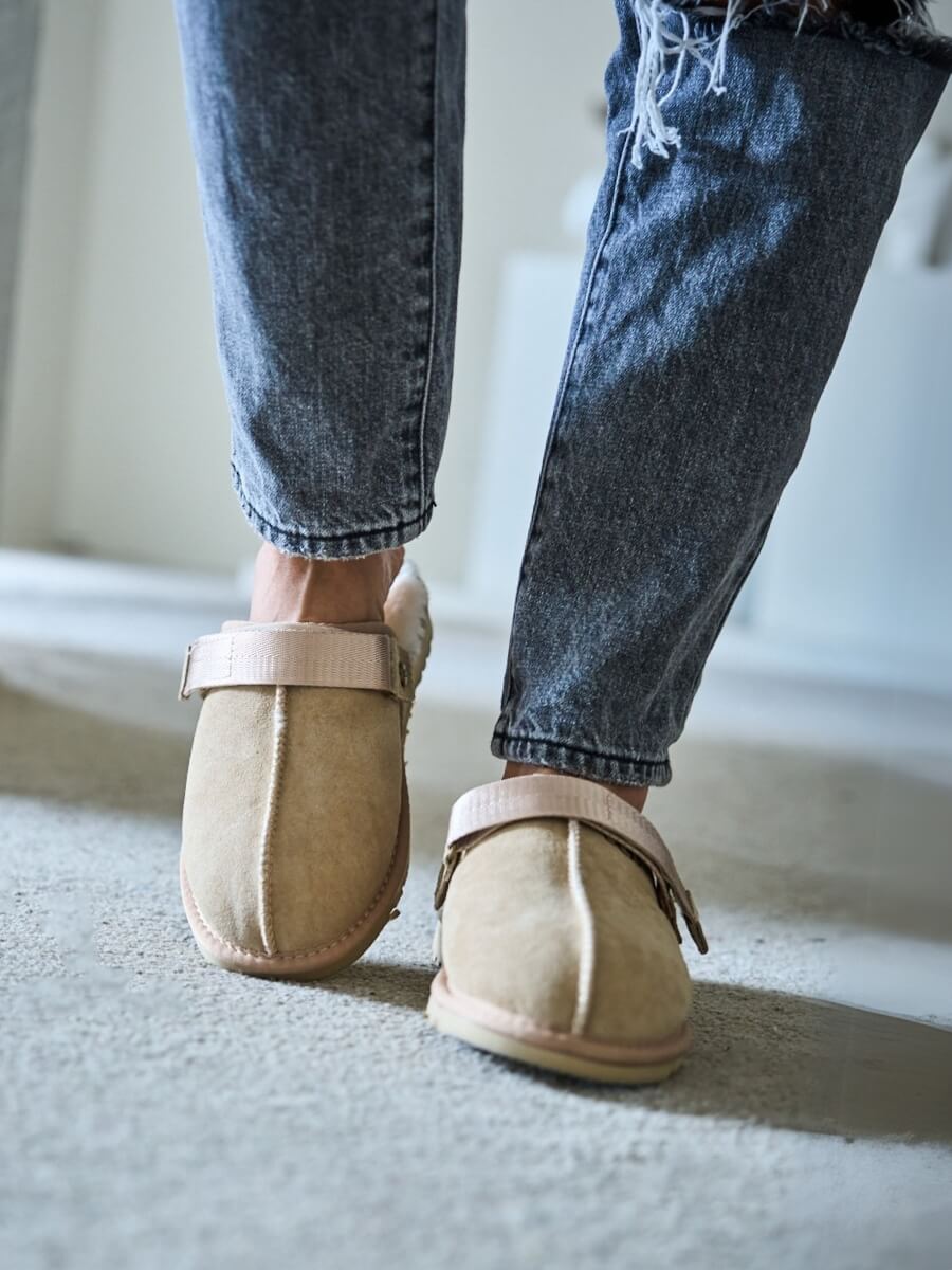 UGG Selena Wool-Lined Slingback Sandals - Sand