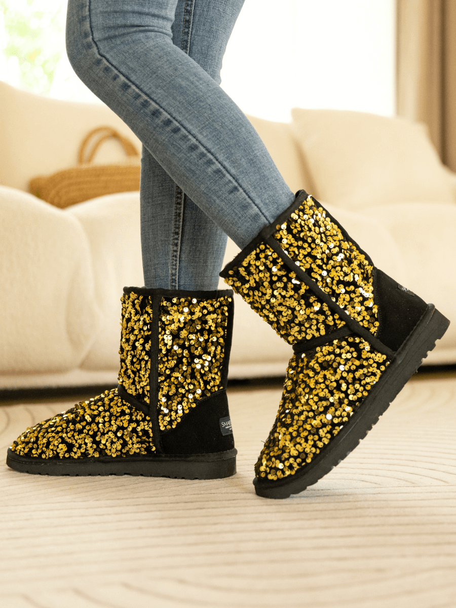 UGG Dallas Glam Sequin Shearling Boots - Gold