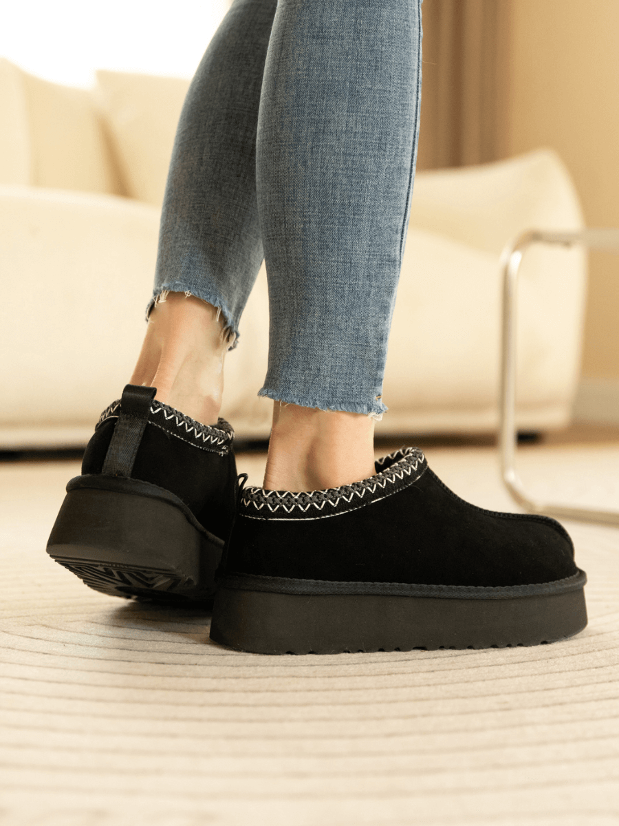 UGG Tazzy Mini Platform Low Ankle Slippers - Black