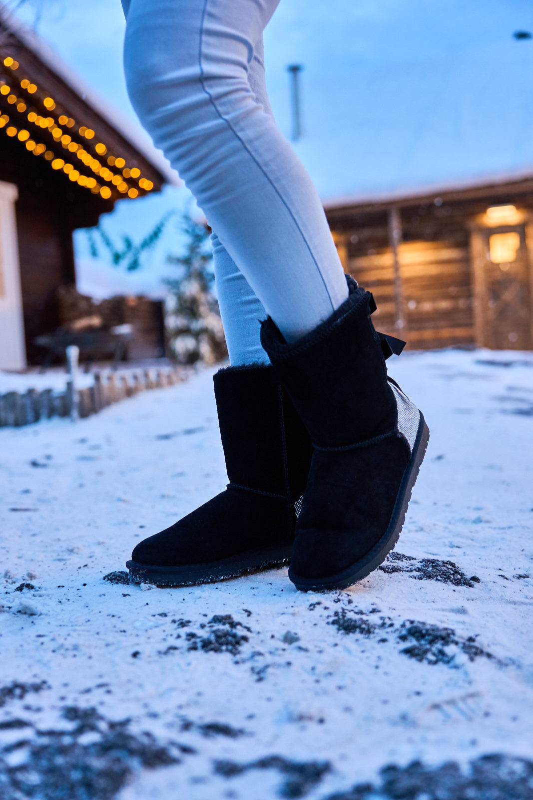 UGG Rhinestone Dual Bailey Bow Glam UGG Boots - Black