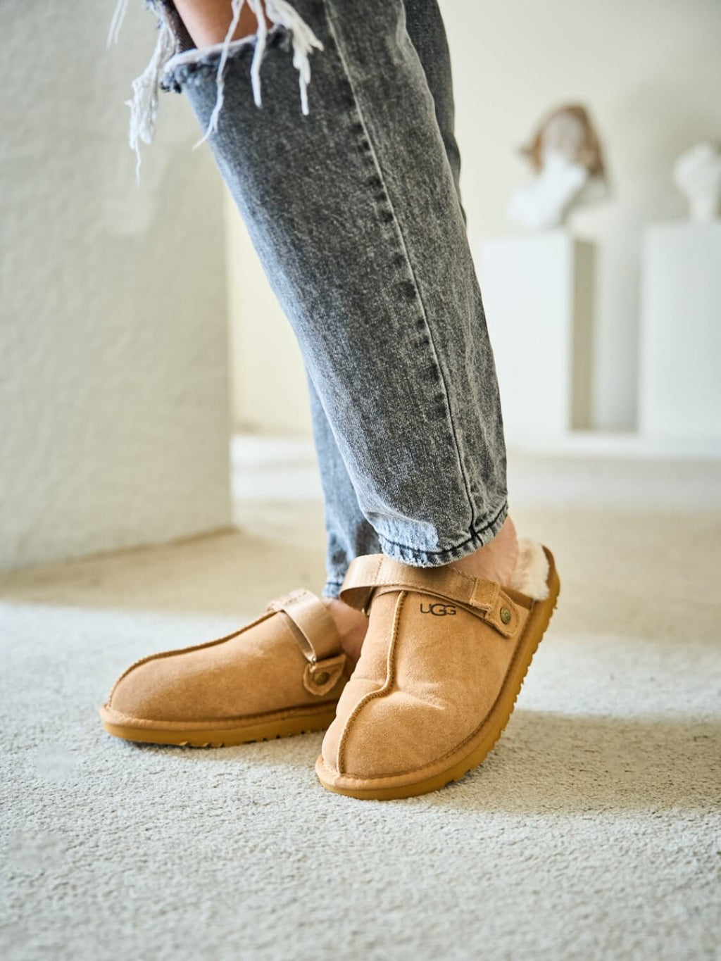 UGG Selena Wool-Lined Slingback Sandals - Chestnut