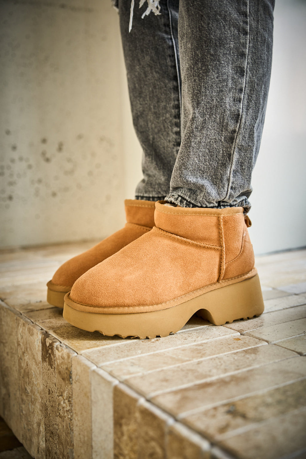 UGG Ultimate Platform Ankle Boots - Chestnut