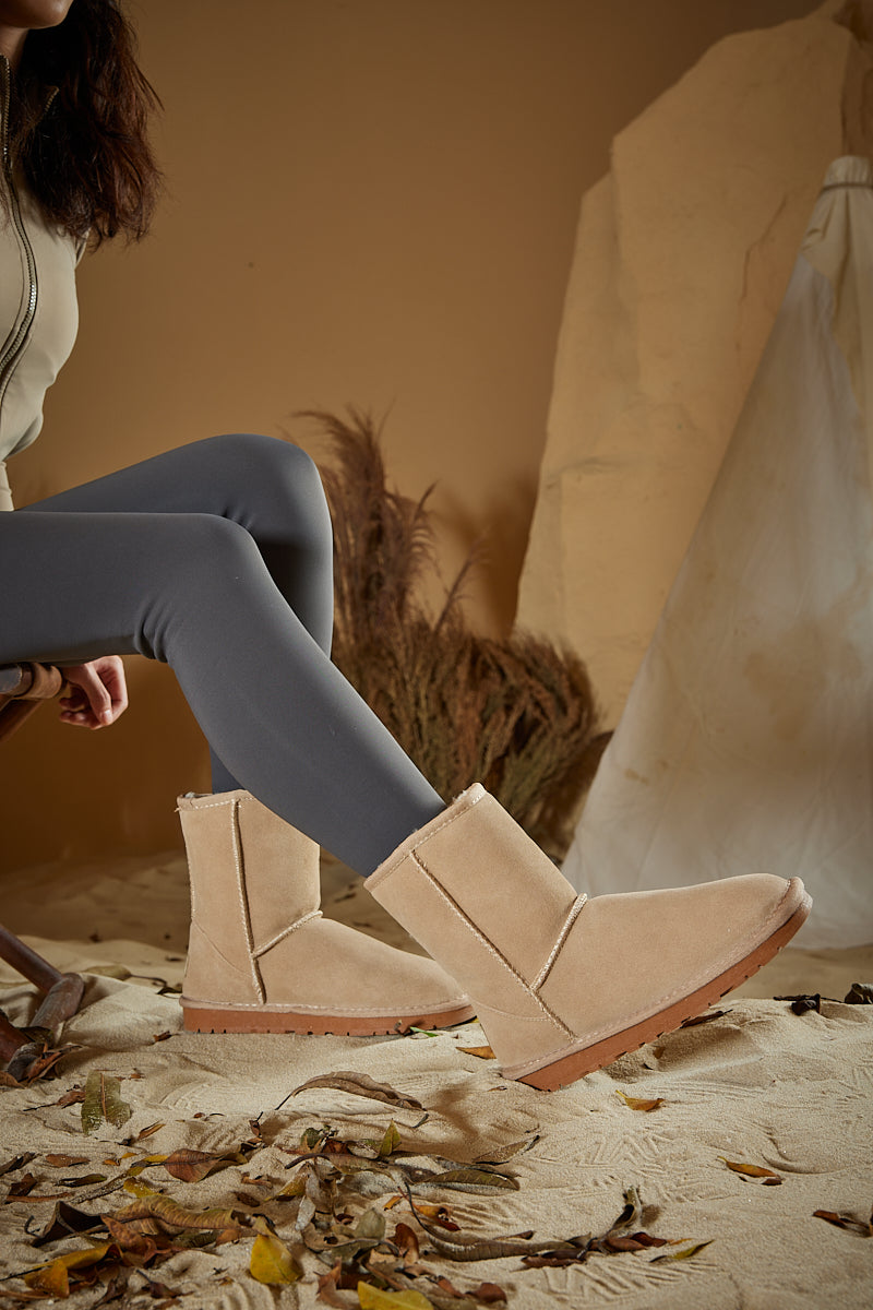 UGG Lovett Wool Blend Suede Shearling Boots - Sand