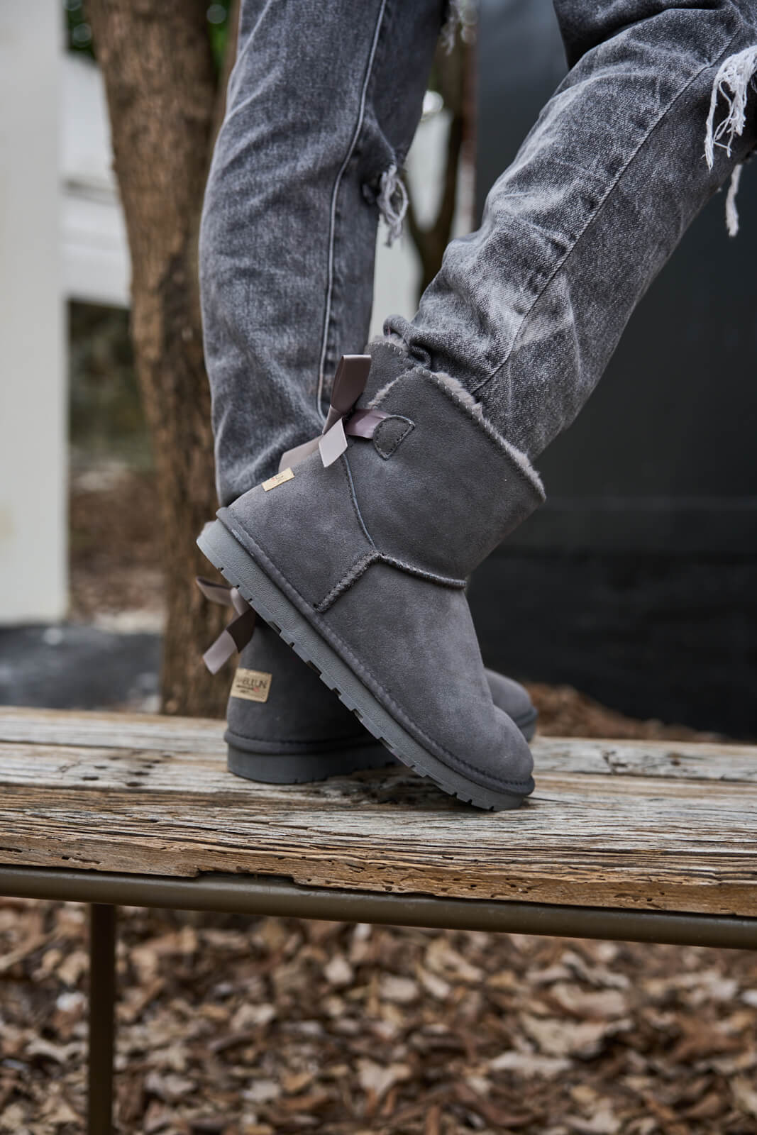 UGG Bailey Bow UGG Mini Boots - Grey