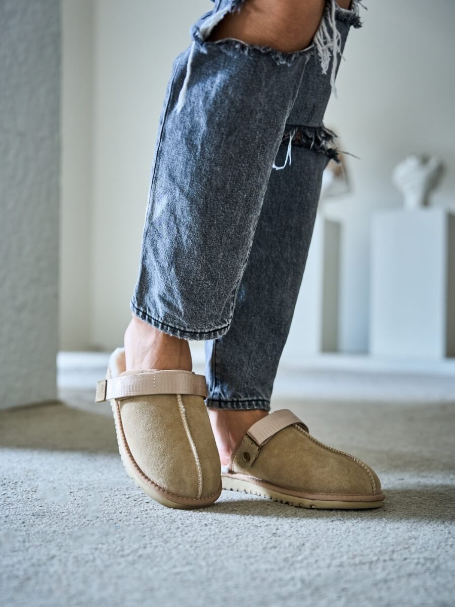 UGG Selena Wool-Lined Slingback Sandals - Sand