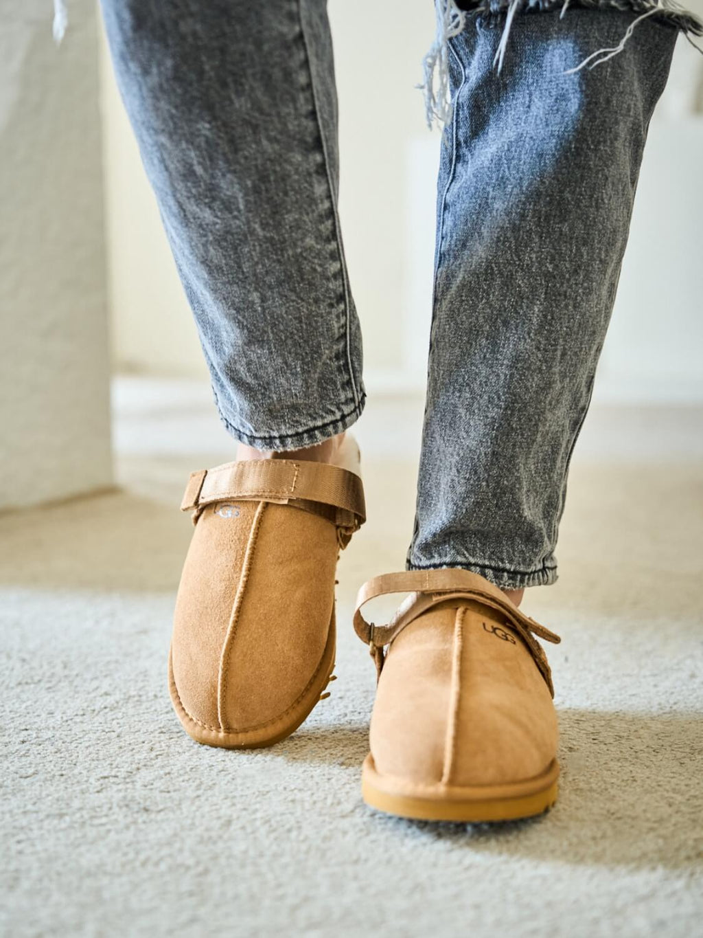 UGG Selena Wool-Lined Slingback Sandals - Chestnut
