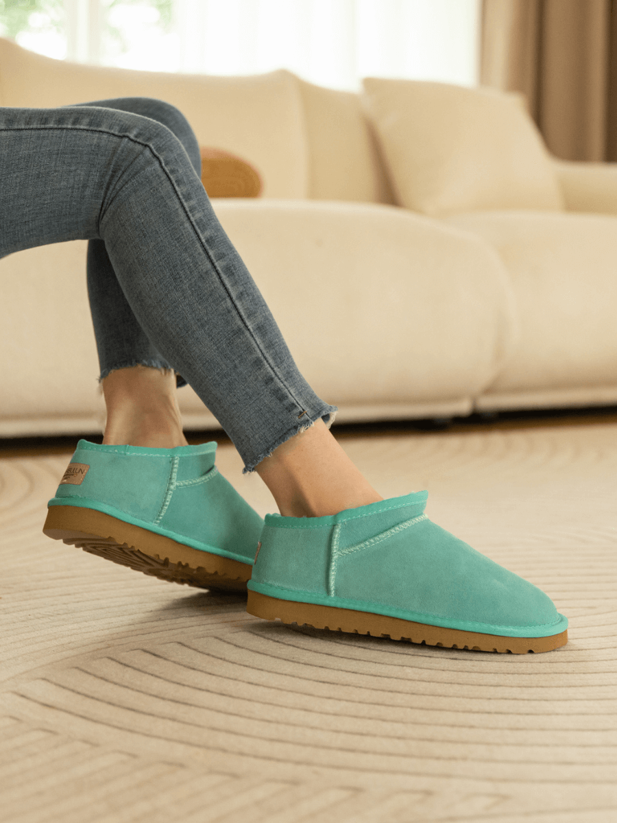 UGG Faux-Fur-Lined Suede Tasman Ankle Boot - Turquoise