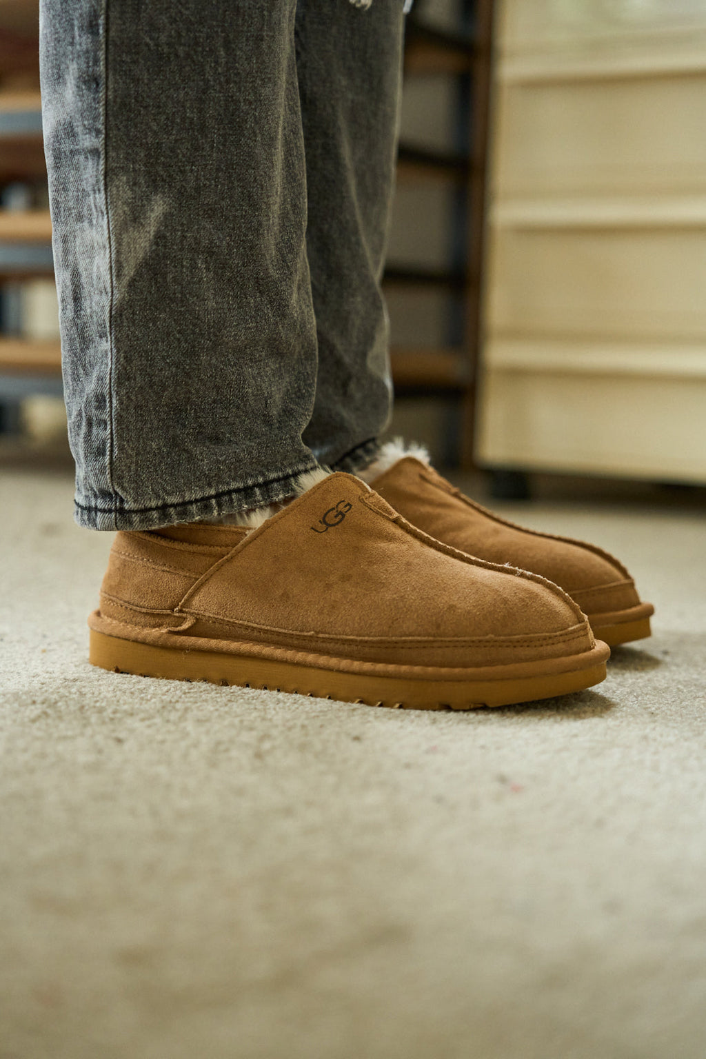 UGG Brisk Feels Wool Blend Slipper Boot - Chestnut