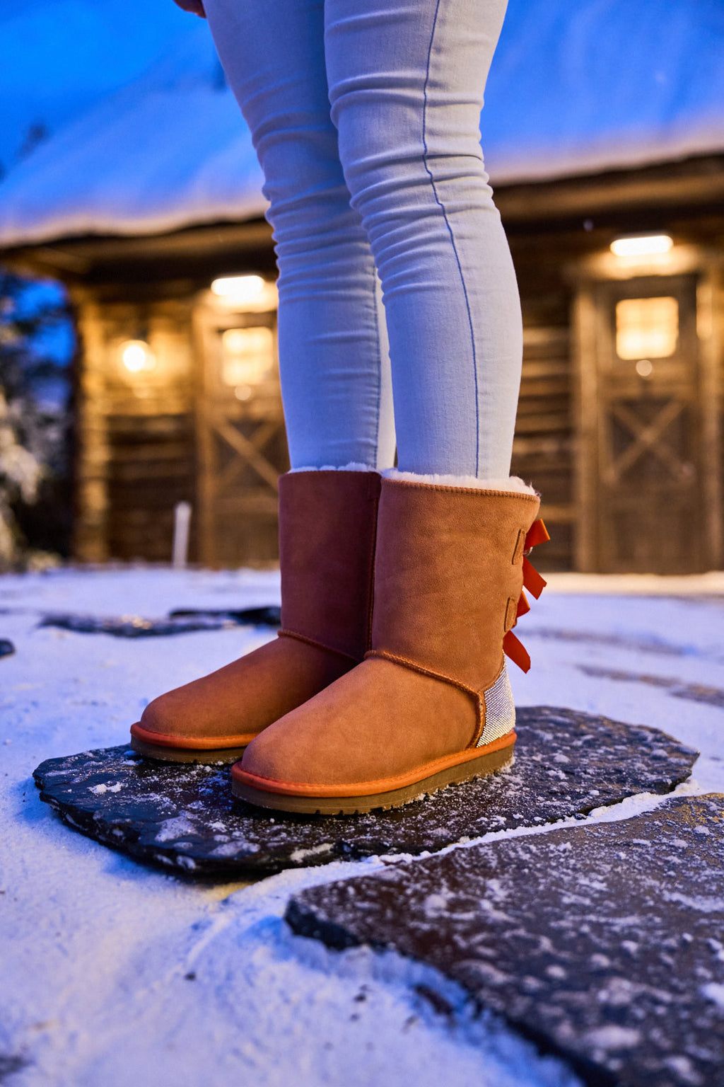 UGG Rhinestone Dual Bailey Bow Glam UGG Boots - Orange