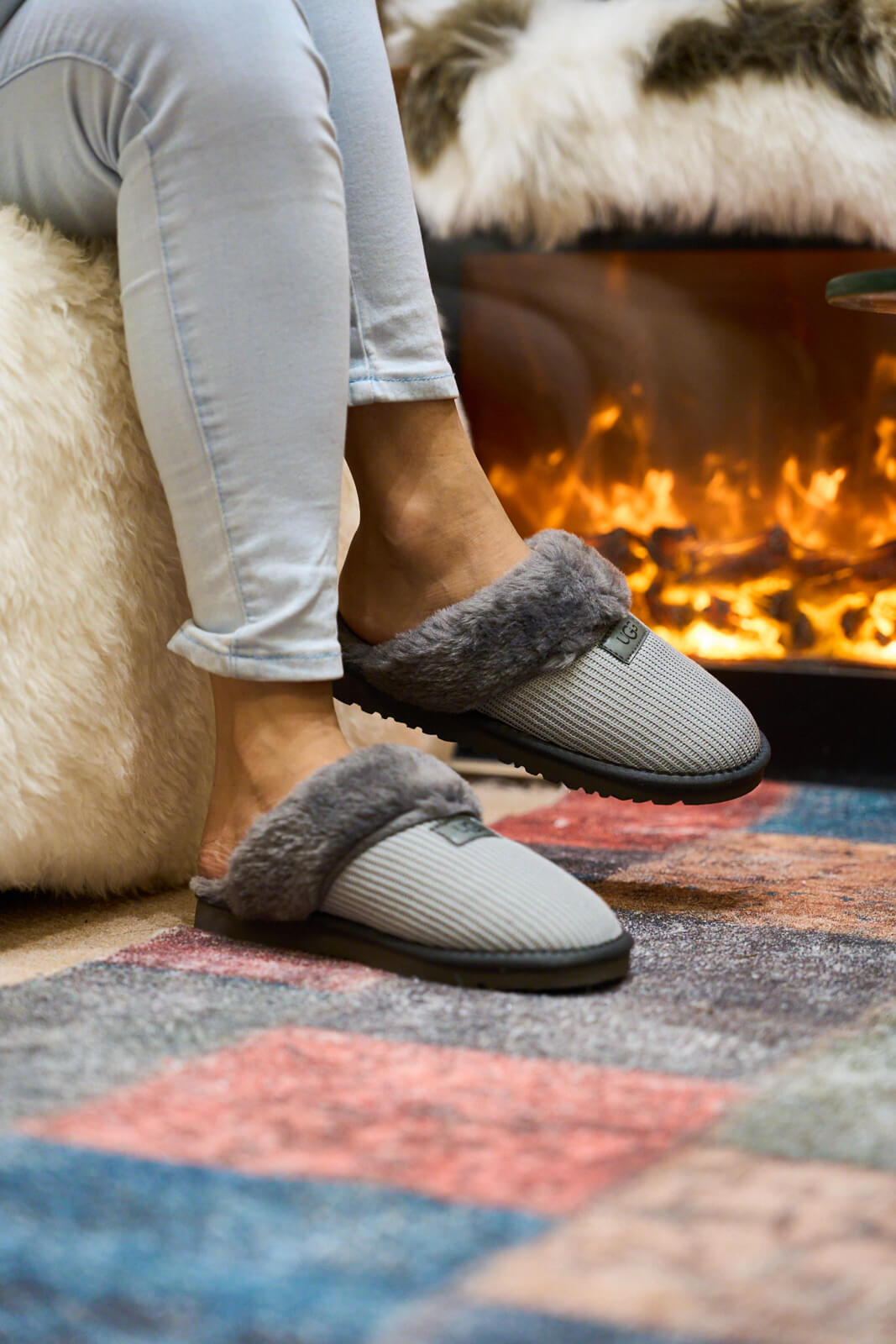 UGG Corduroy Knit Wool Blend Slipper - Grey