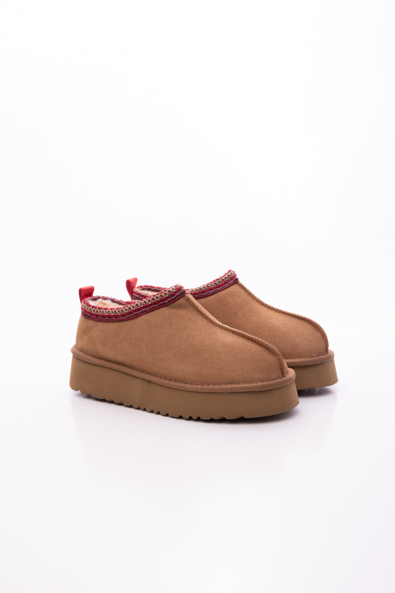 UGG Tazzy Mini Platform Low Ankle Slippers - Chestnut