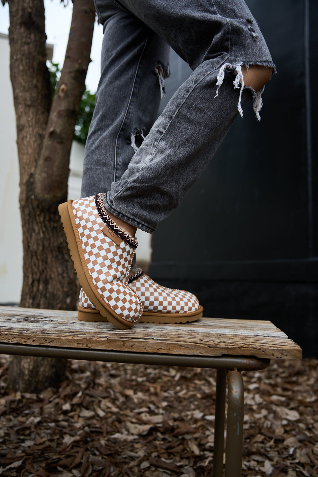 UGG Seasonal Cheers Plaid Bootie - Khaki
