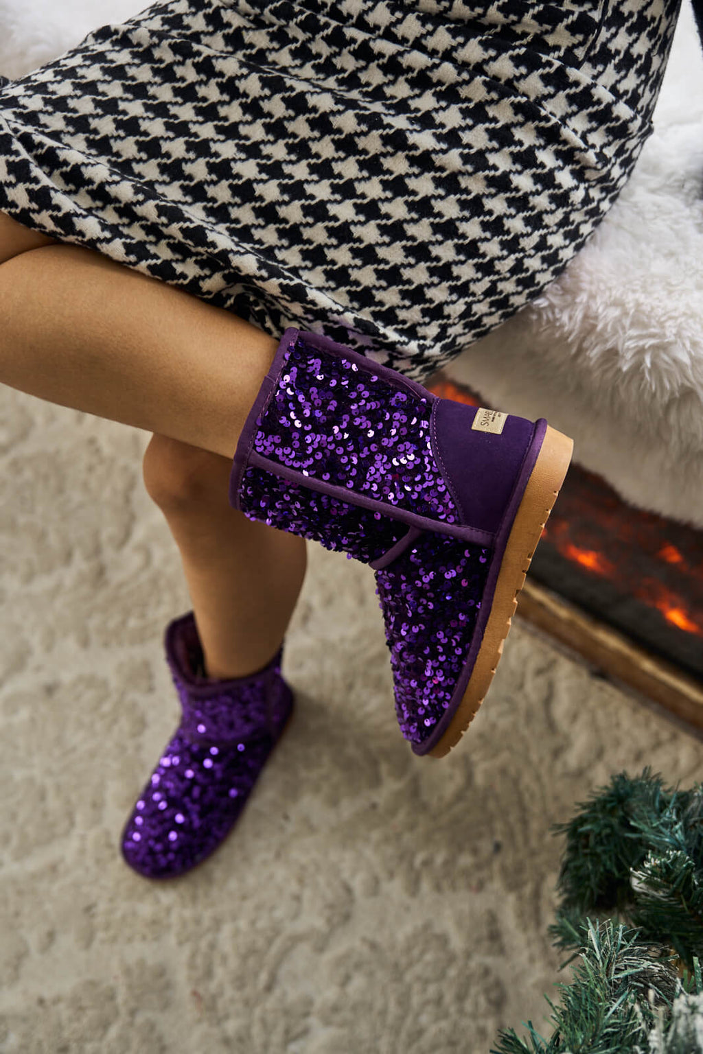 UGG Dallas Glam Sequin Shearling Boots - Violet
