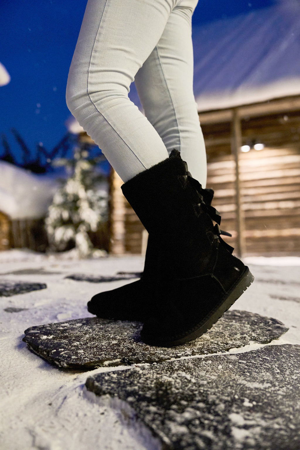 UGG Tri Ribbon Bow Suede Boots - Black