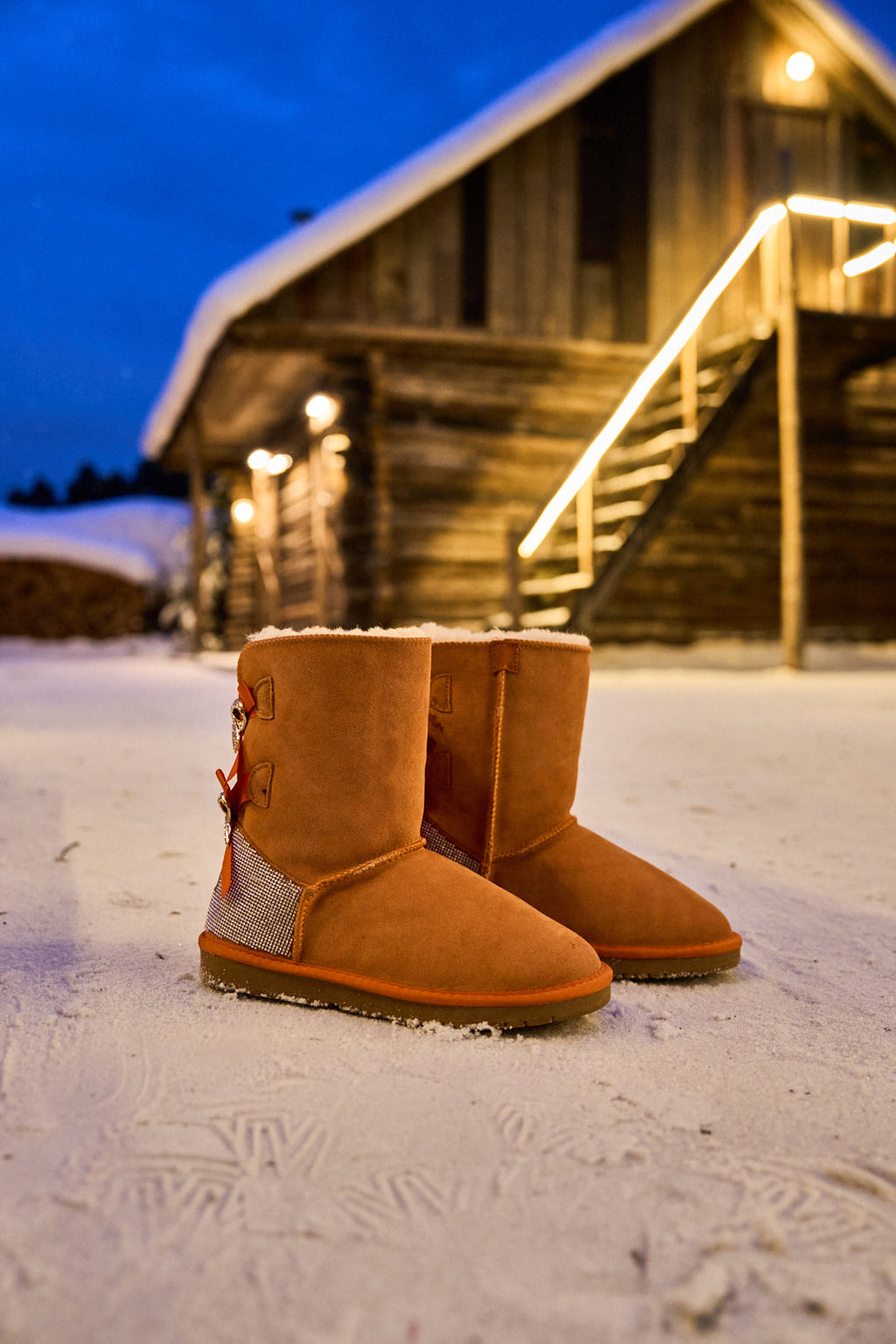 UGG Rhinestone Dual Bailey Bow Glam UGG Boots - Orange