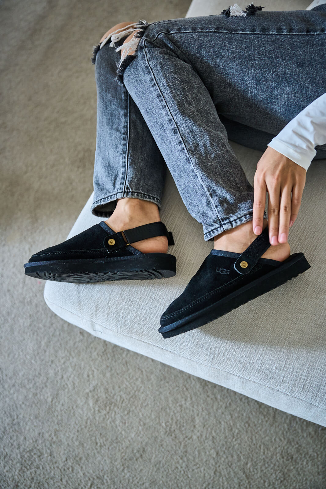 UGG Lyla Suede Slingback Scuff Slipper - Black