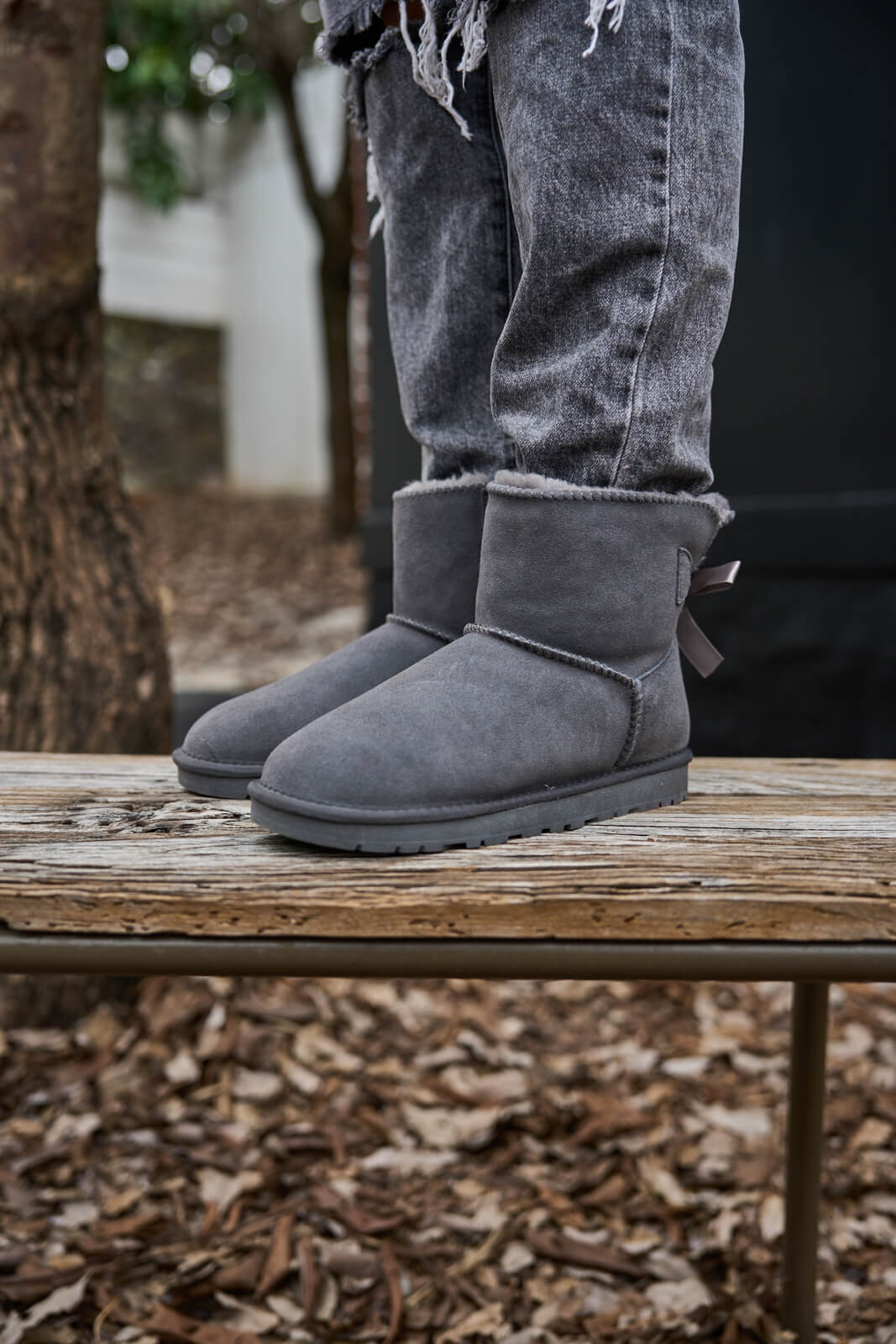 UGG Bailey Bow UGG Mini Boots - Grey