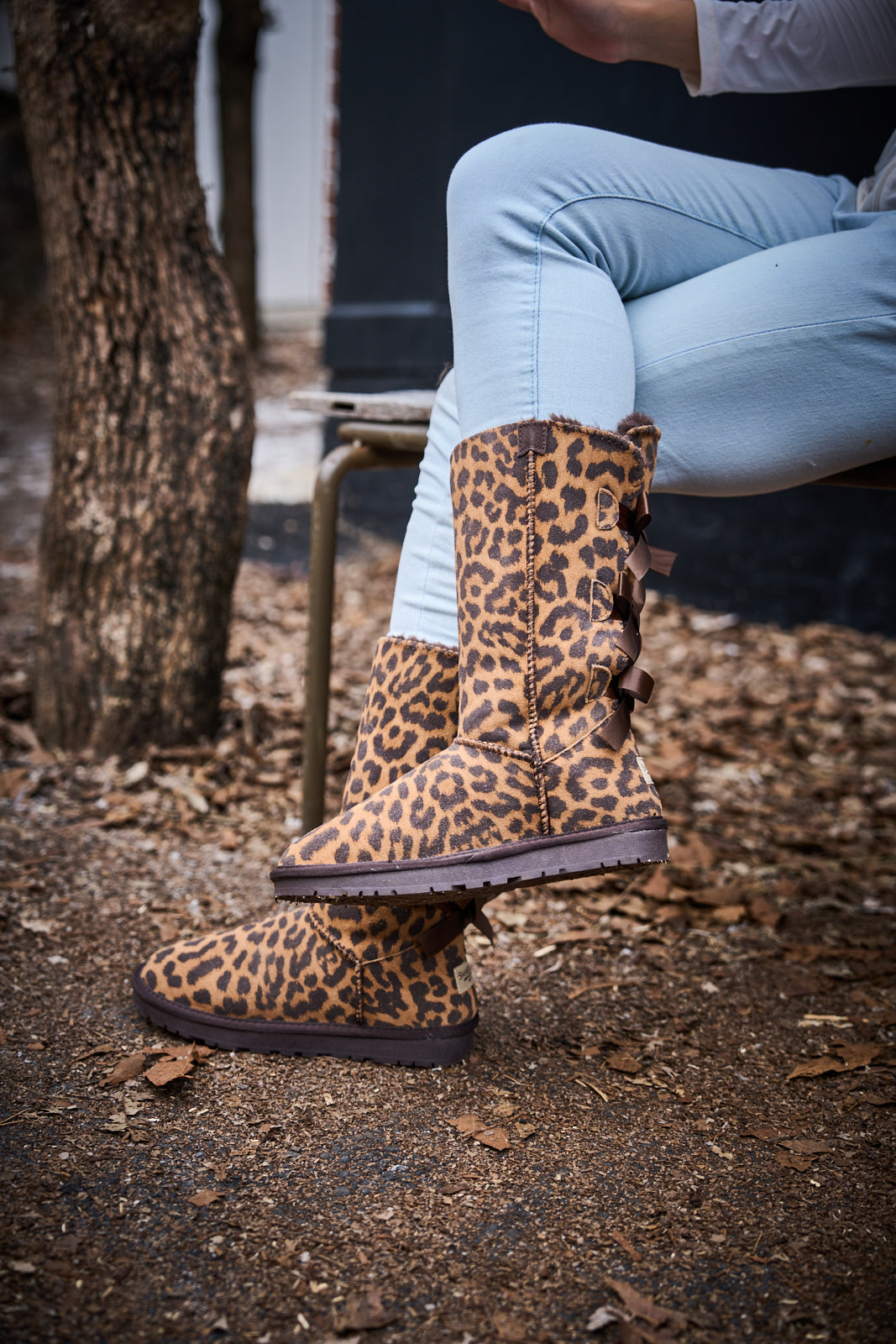UGG Tri Ribbon Bow Suede Boots - Cheetah