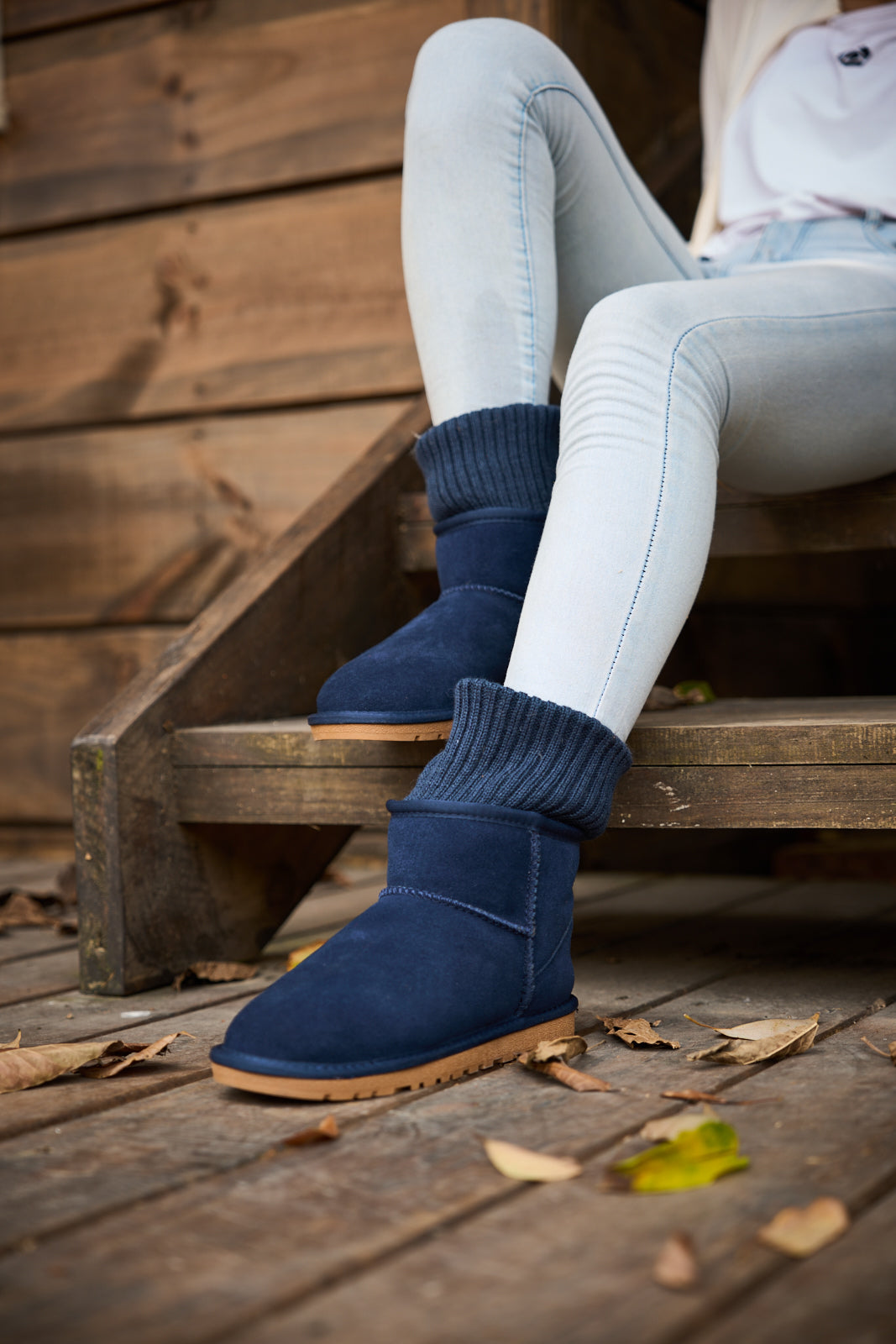 UGG Ankle Knit Stocking Mini Boots - Navy