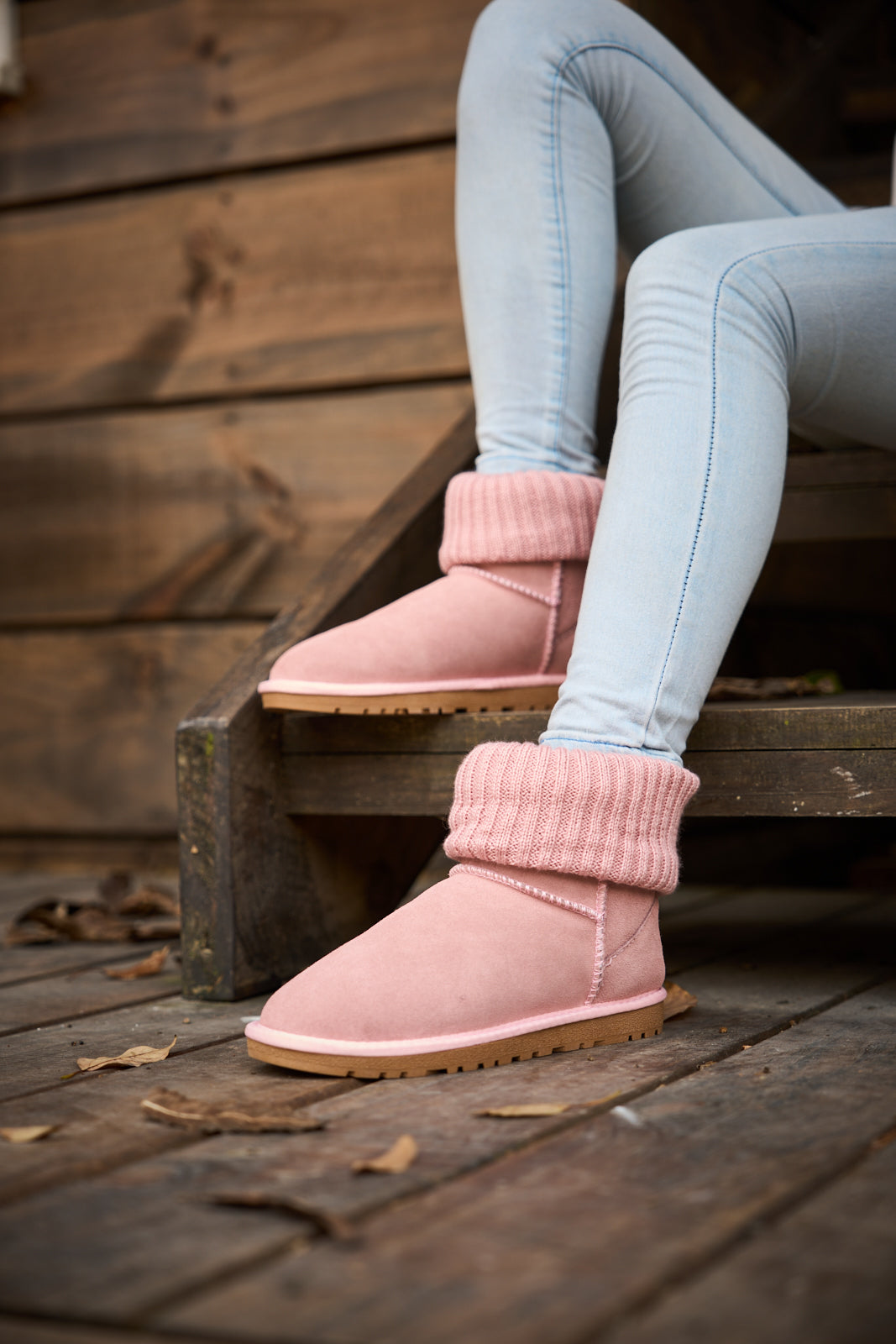 UGG Ankle Knit Stocking Mini Boots - Pink