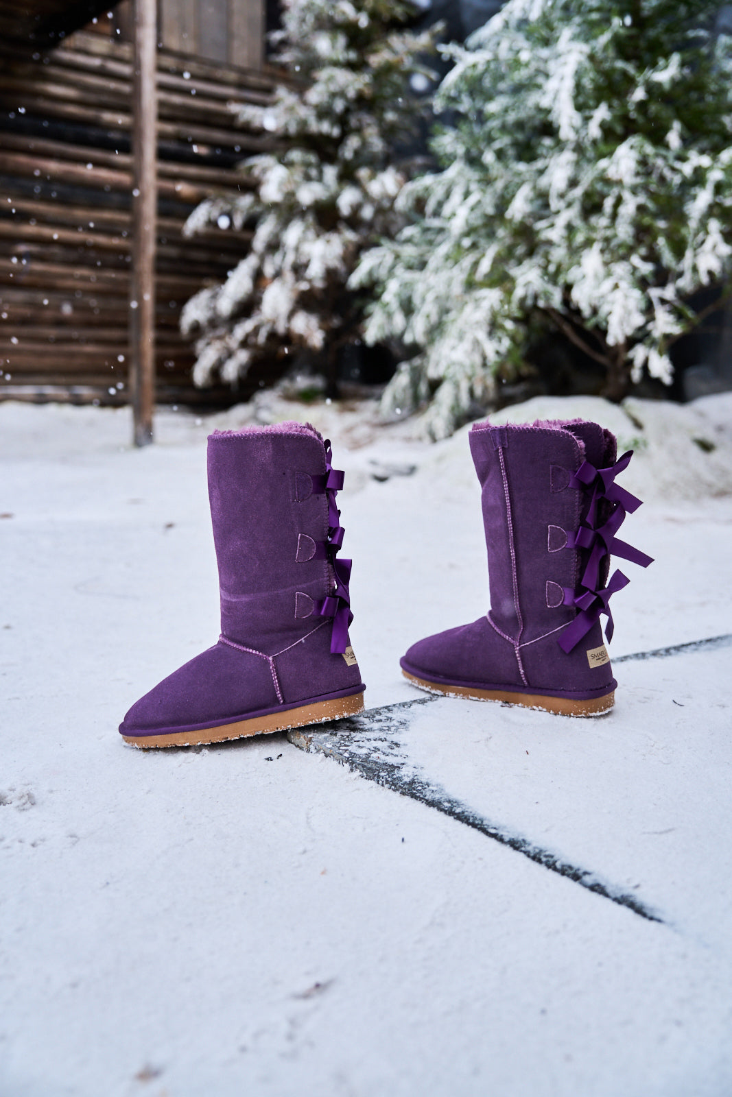 UGG Tri Ribbon Bow Suede Boots - Purple