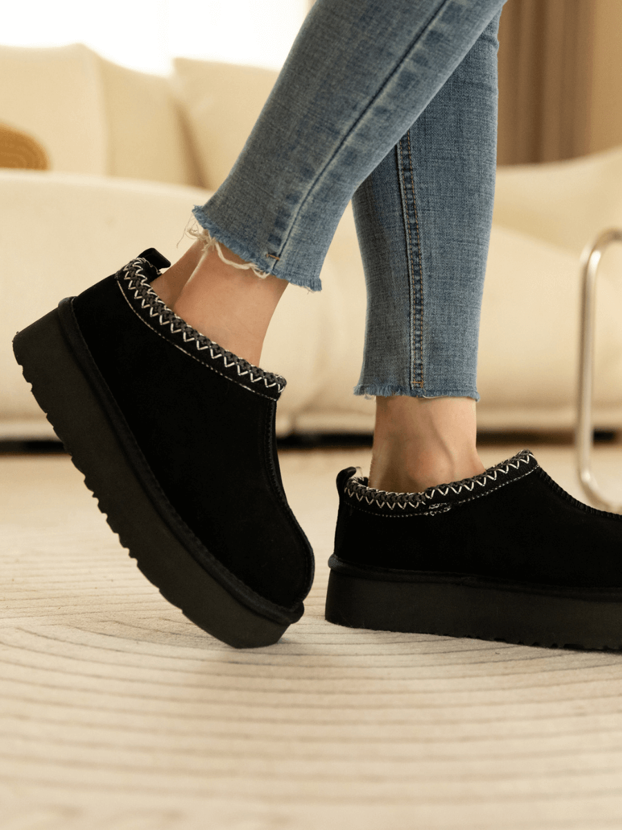 UGG Tazzy Mini Platform Low Ankle Slippers - Black