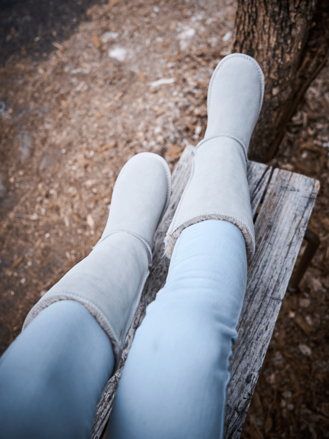 UGG Rhinestone Ribbon Tri-Tie Bow Suede Boots - Pale