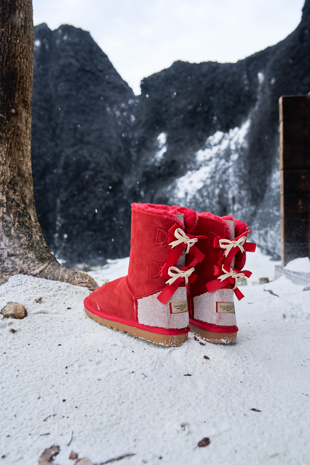 UGG Rhinestone Dual Bailey Bow Glam UGG Boots - Red