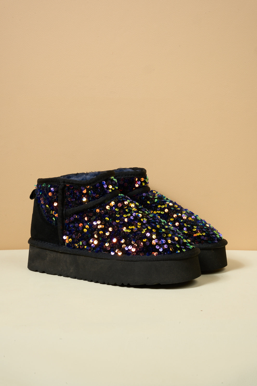 UGG Mini Glitter Low Ankle Platform Boots - Multi