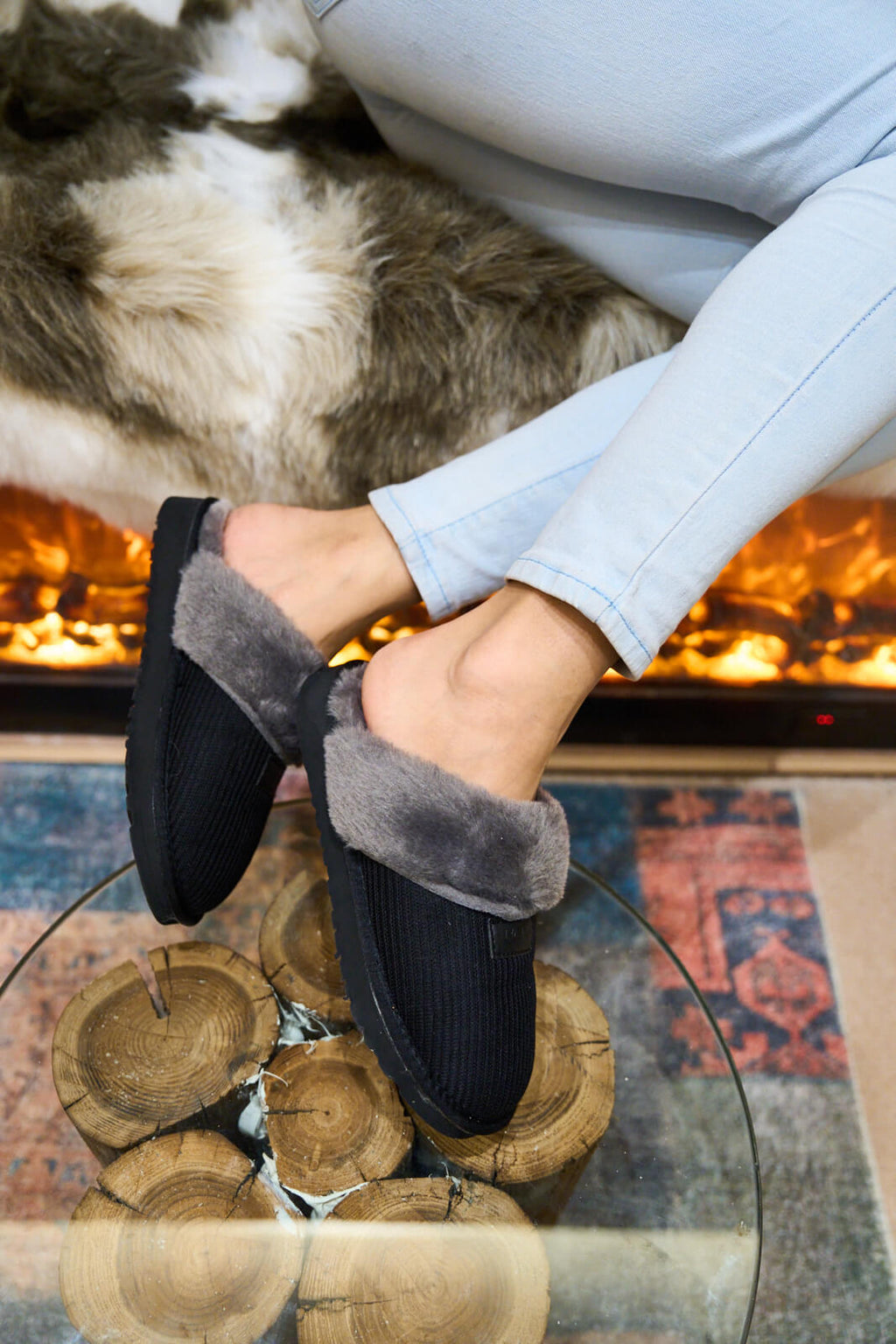 UGG Corduroy Knit Wool Blend Slipper - Charcoal