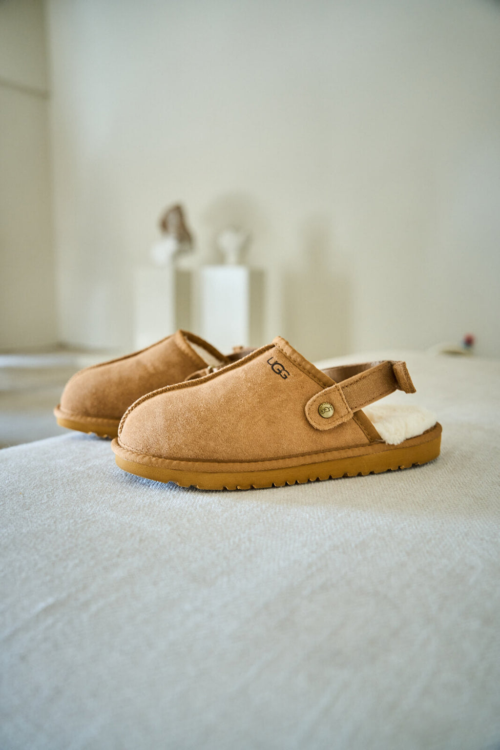 UGG Selena Wool-Lined Slingback Sandals - Chestnut