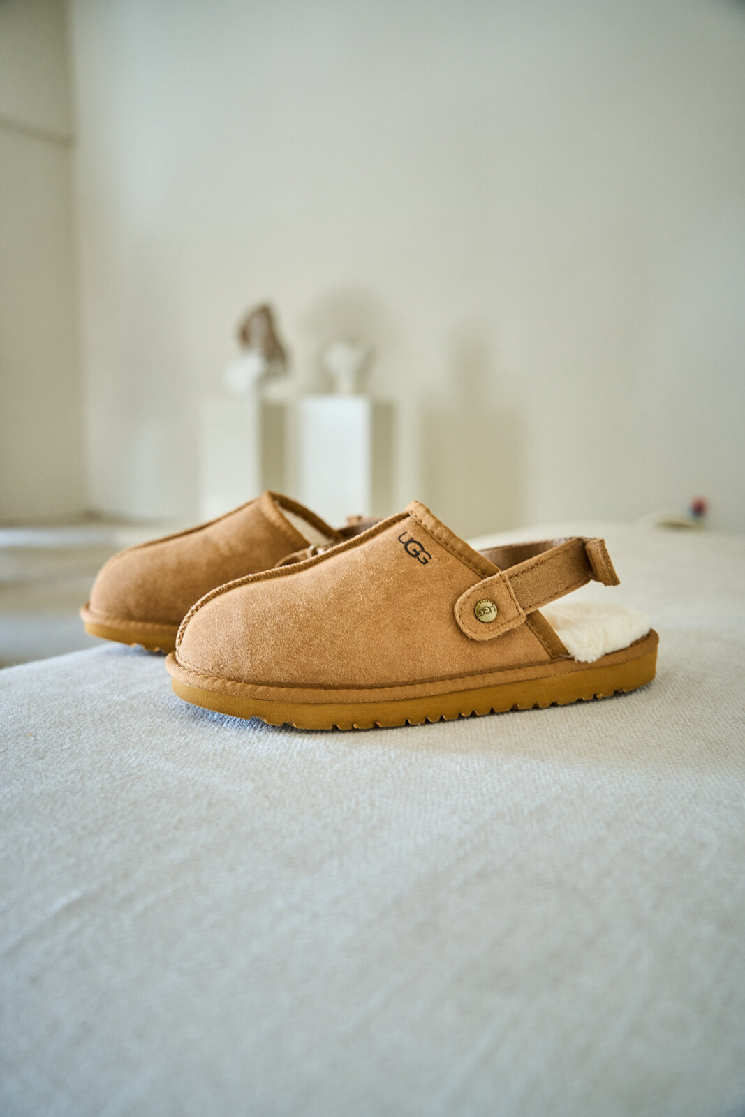 UGG Selena Wool-Lined Slingback Sandals - Chestnut