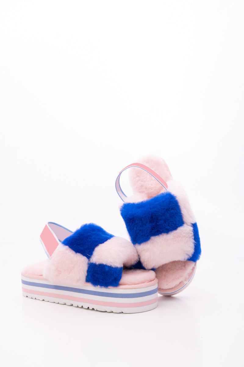 UGG Harmony Contrast Woolen Platform Slipper - Pink