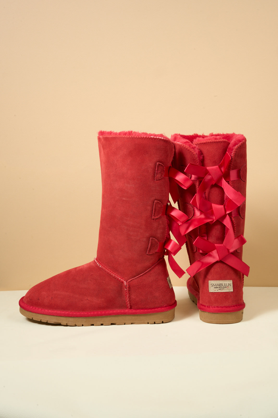 UGG Tri Ribbon Bow Suede Boots - Red